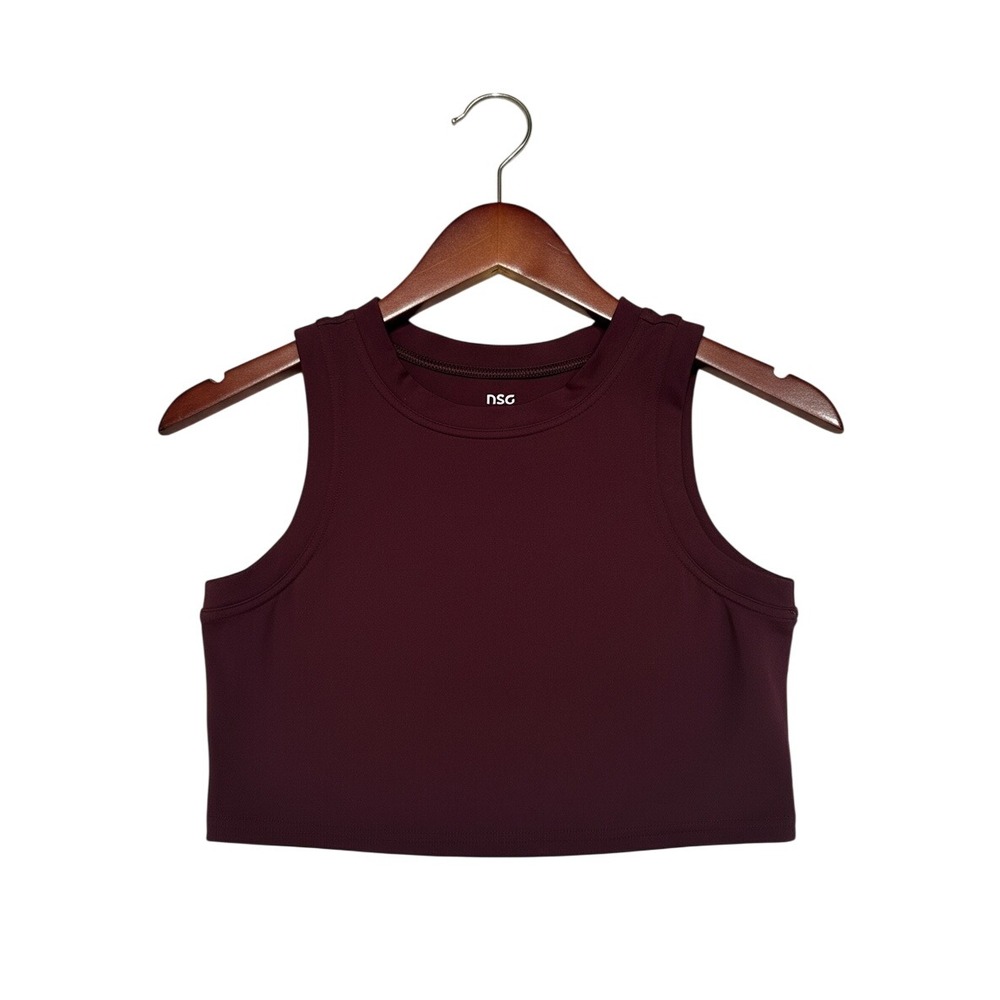 DSG x Twitch + Allison Women's High Neck Active Crop Tank Top Wine Red Size S
